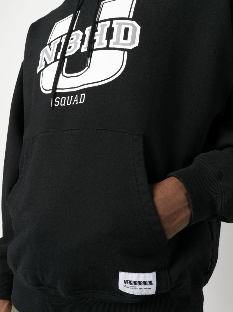 Black Logo Print Cotton Hoodie