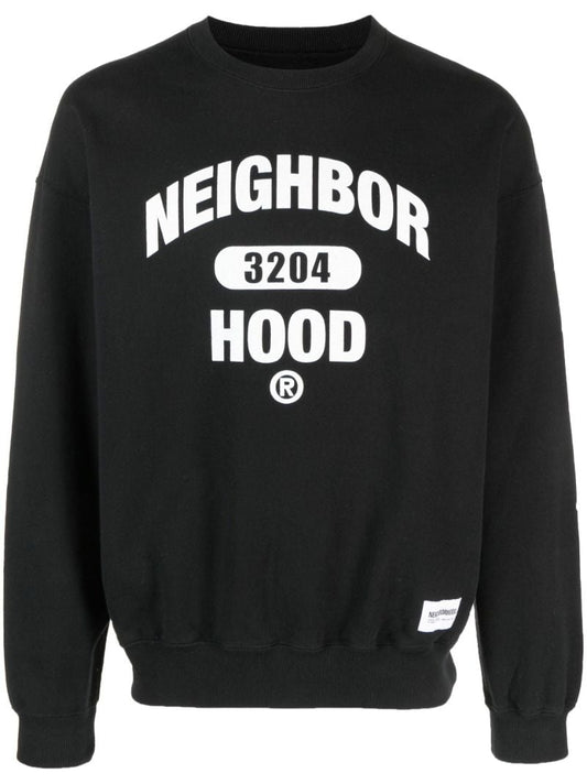 Black Logo Print Cotton Sweatshirt