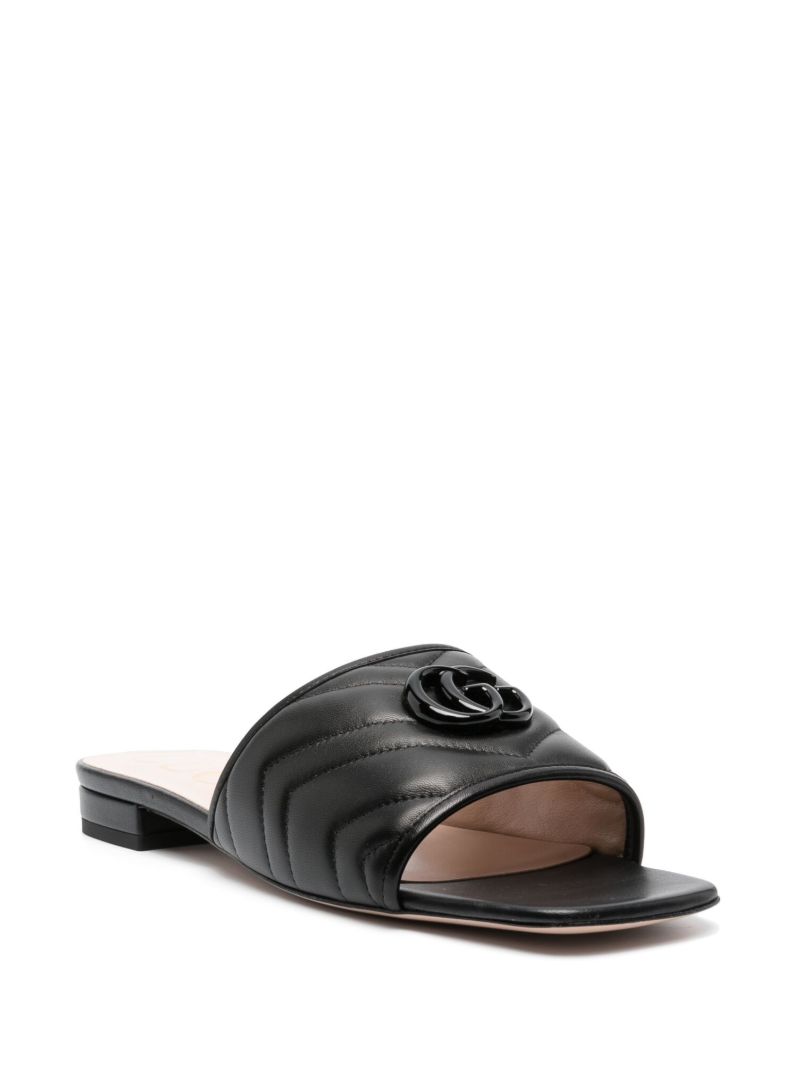 Black Marmont Logo Plaque Leather Mules
