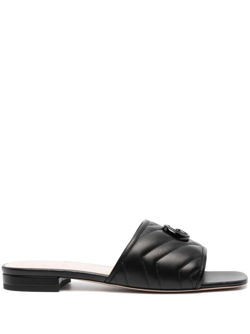 Black Marmont Logo Plaque Leather Mules