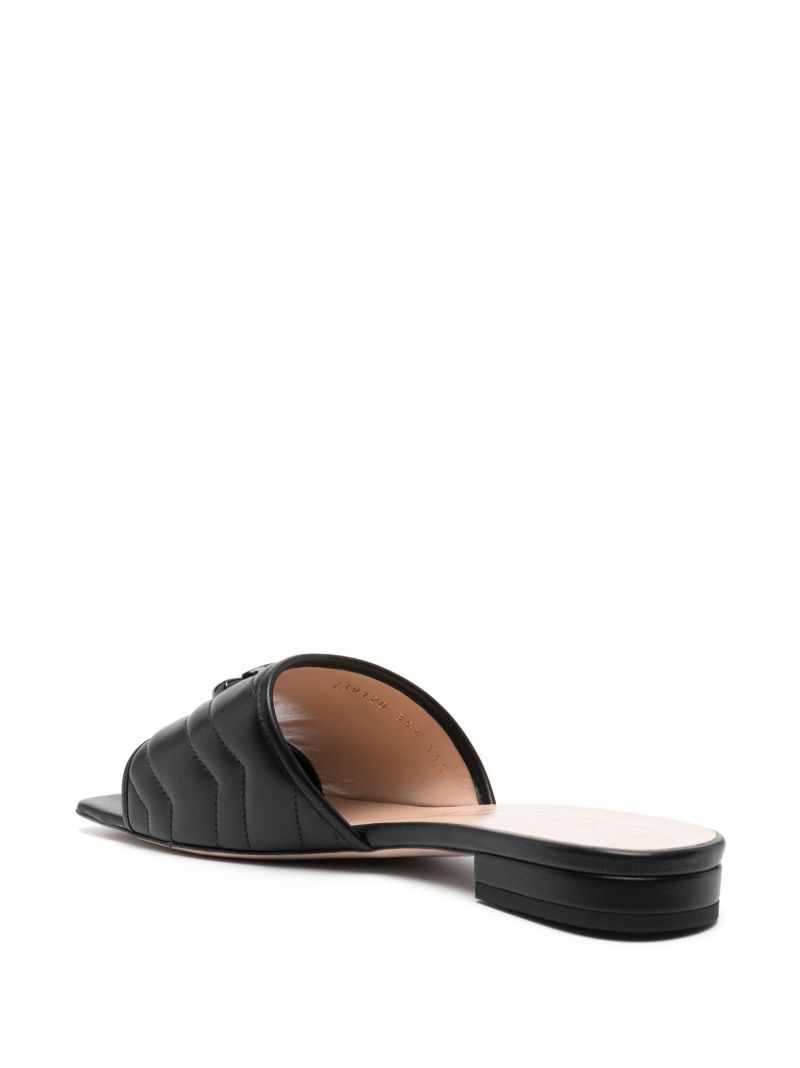 Black Marmont Logo Plaque Leather Mules