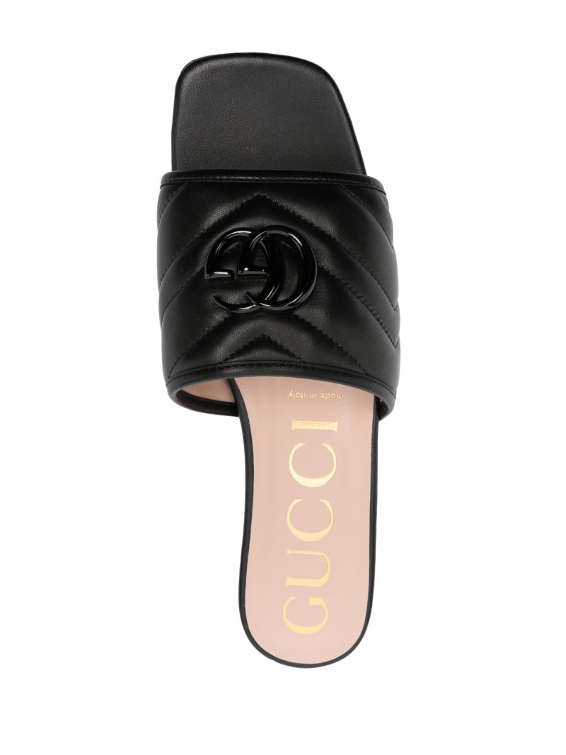 Black Marmont Logo Plaque Leather Mules