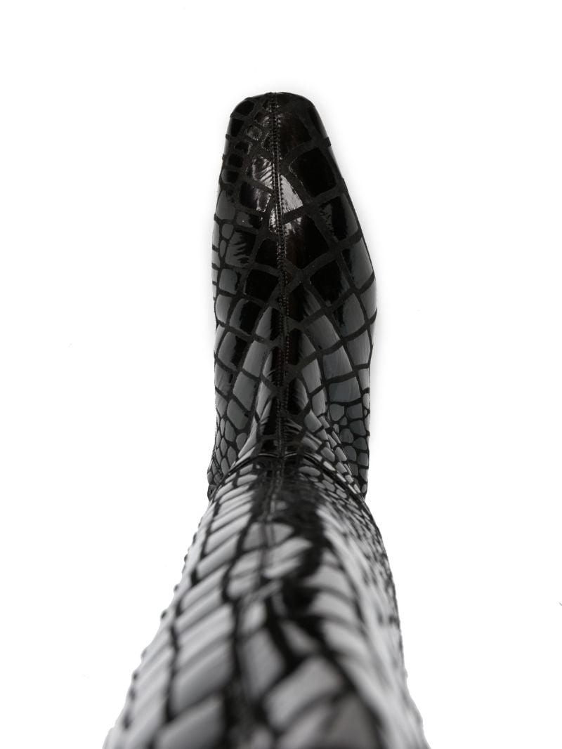 Black 40 Crocodile-effect Leather Over-the-knee Boots