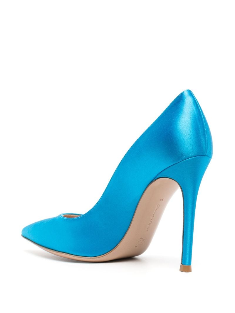Blue Satin Point Toe Pumps