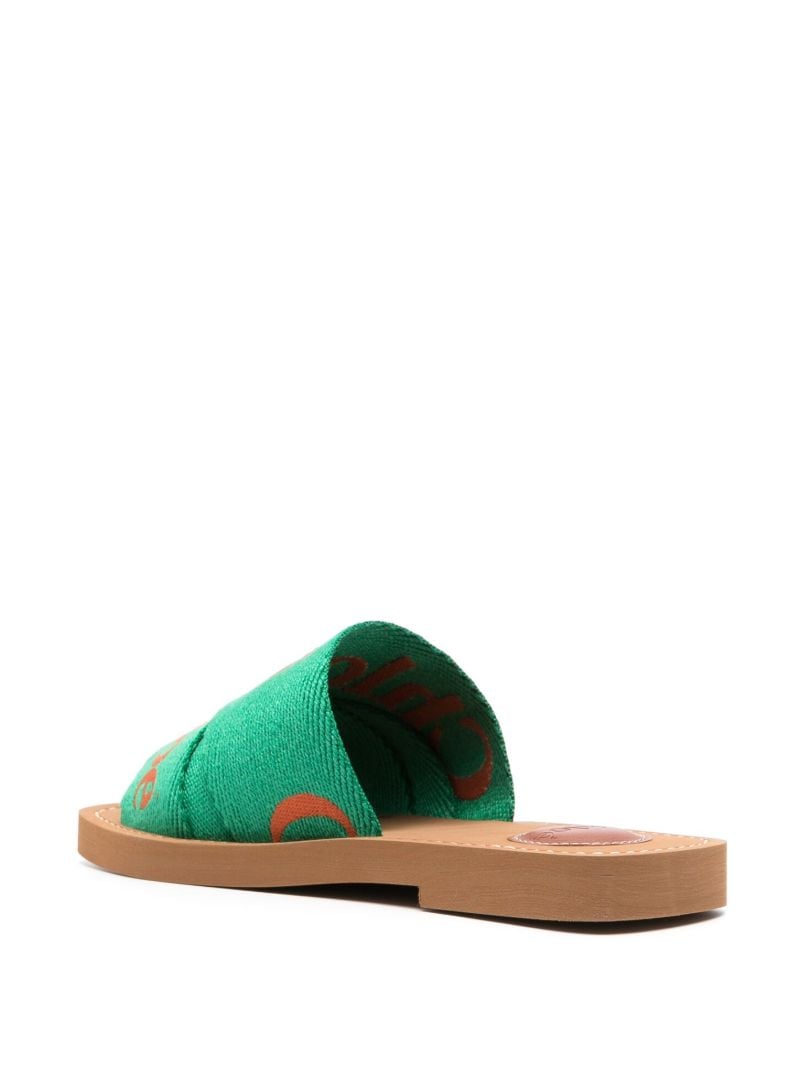 Green Woody Flat Sandals