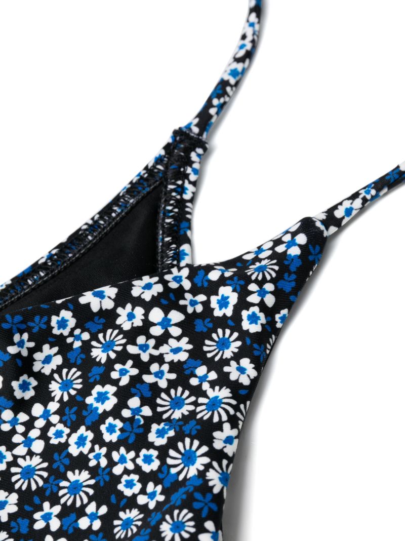 Blue Floral Print Bikini Bottoms