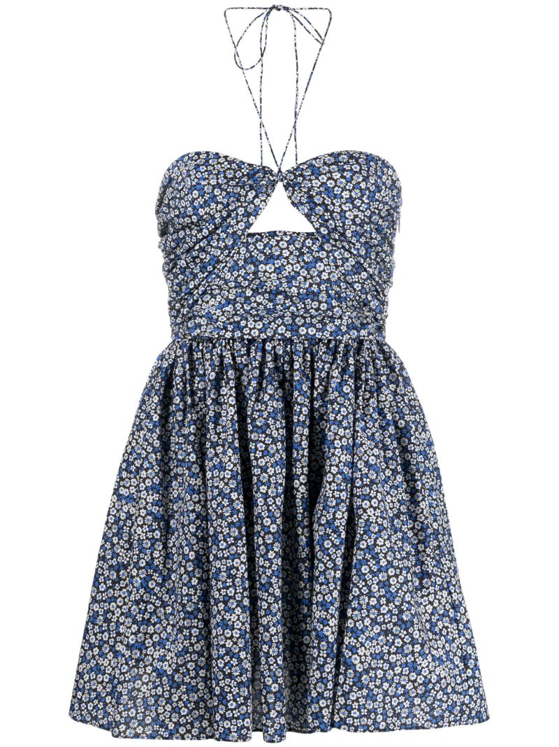 Blue Forget-me-not Print Bandeau Mini Dress