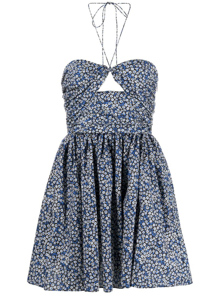 Blue Forget-me-not Print Bandeau Mini Dress
