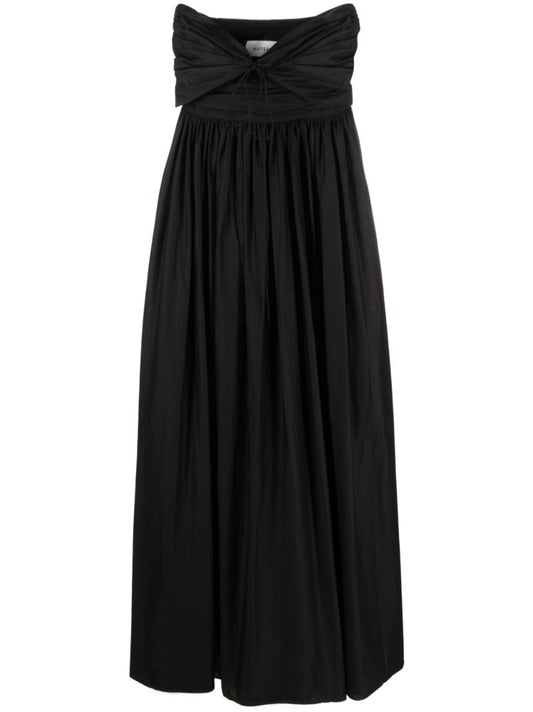 Black Halterneck Cotton Midi Dress