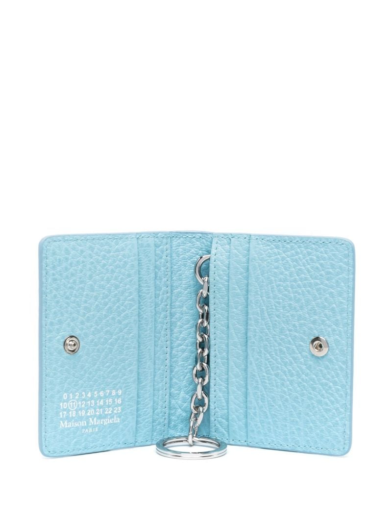 Blue Four-stitch Leather Keyring Card Holder