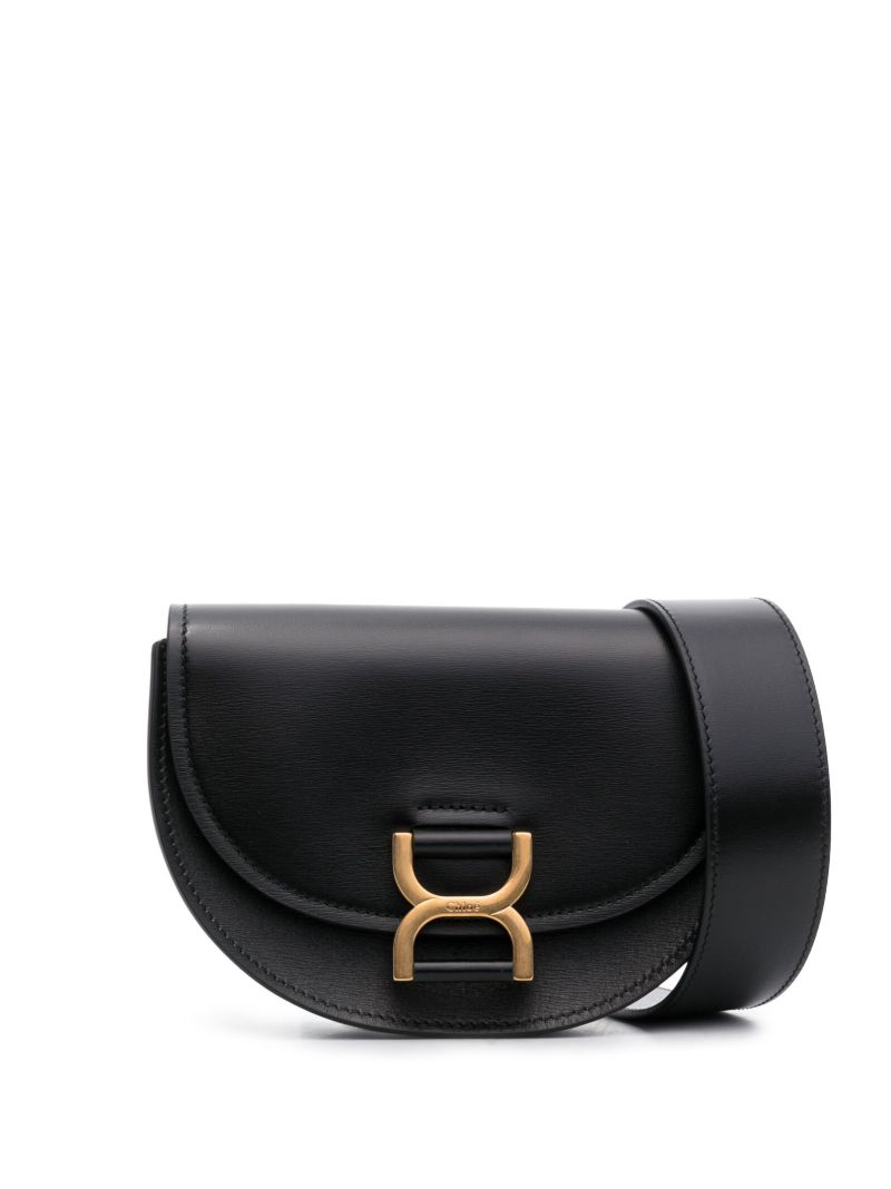 Black Logo Plaque Shoulder Bag