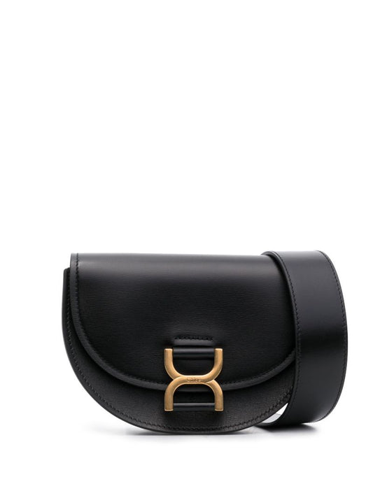 Black Logo Plaque Shoulder Bag