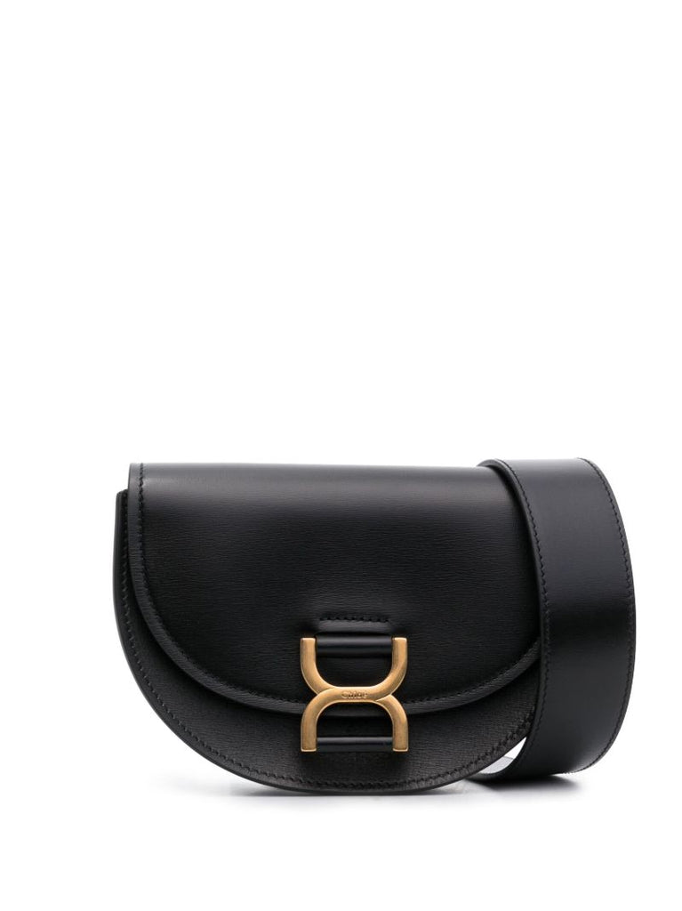 Black Logo Plaque Shoulder Bag