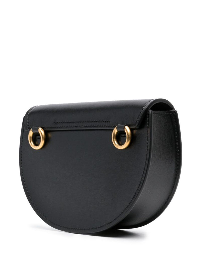 Black Logo Plaque Shoulder Bag