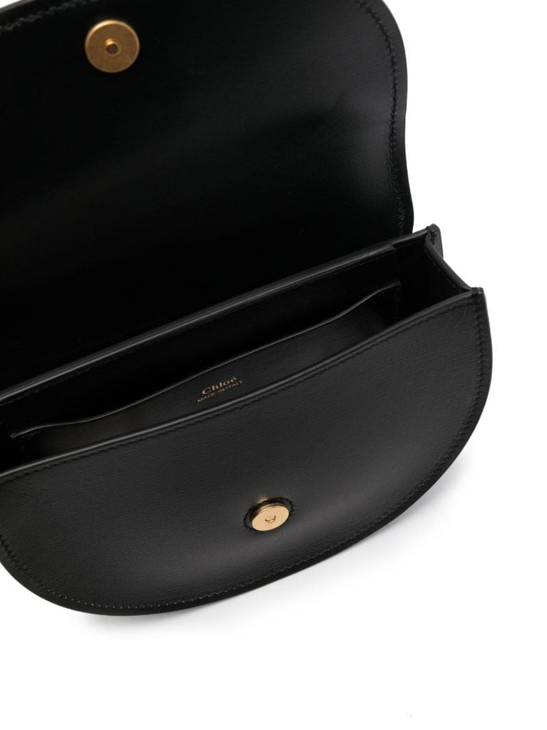 Black Logo Plaque Shoulder Bag