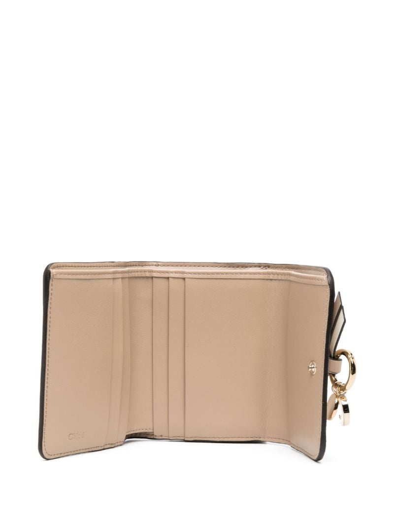 Beige Alphabet Tri-fold Leather Wallet