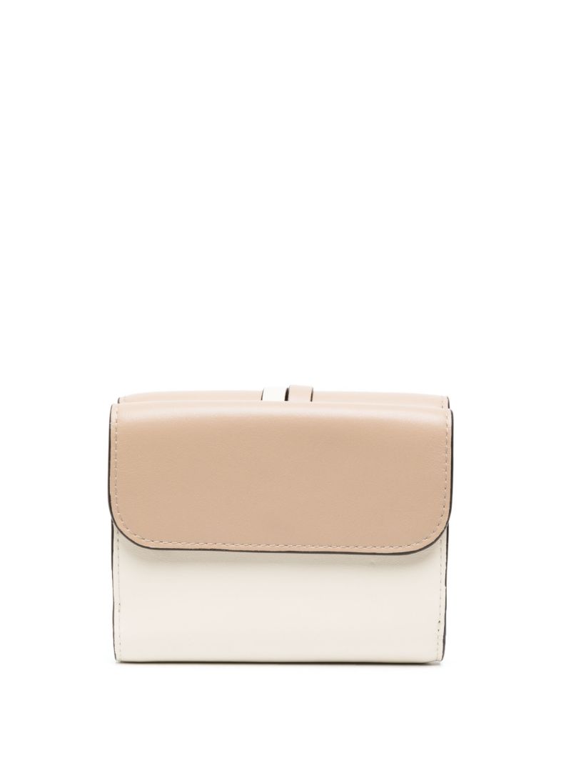 Beige Alphabet Tri-fold Leather Wallet