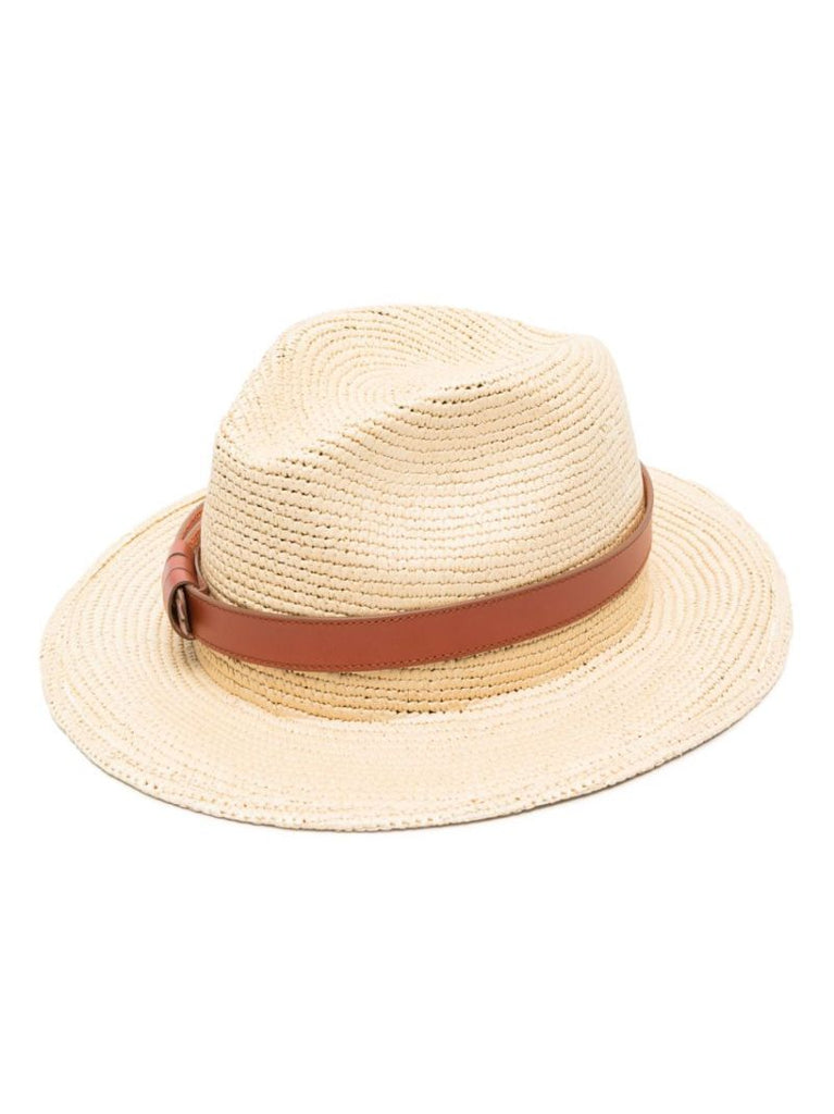 Beige Straw Buckle Detail Sun Hat