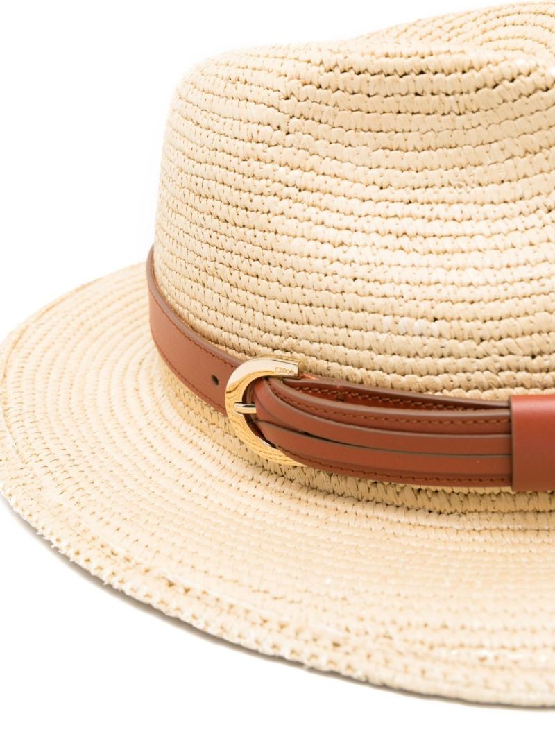 Beige Straw Buckle Detail Sun Hat