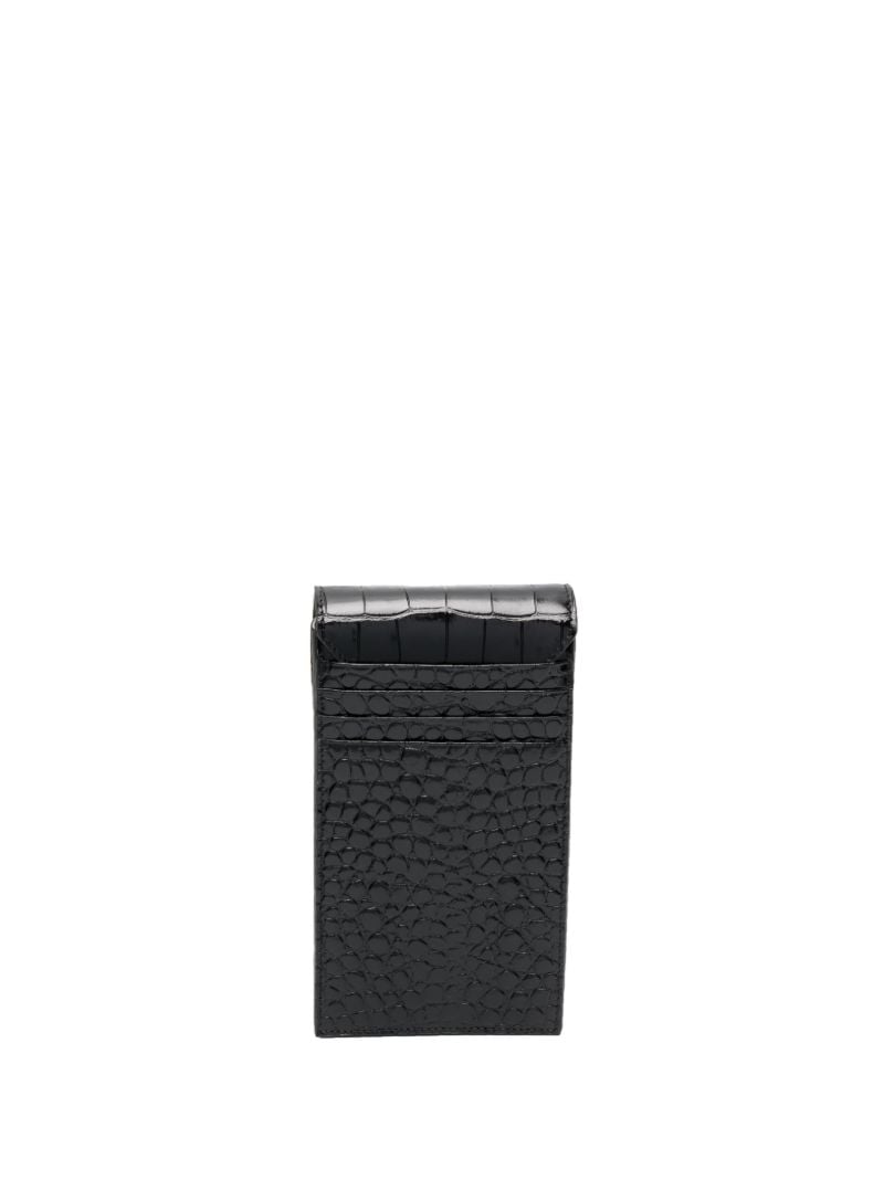 Black Orb-plaque Leather Phone Bag