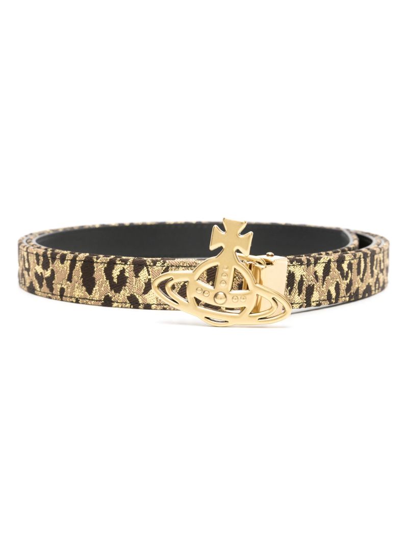 Brown Orb Leopard-print Belt