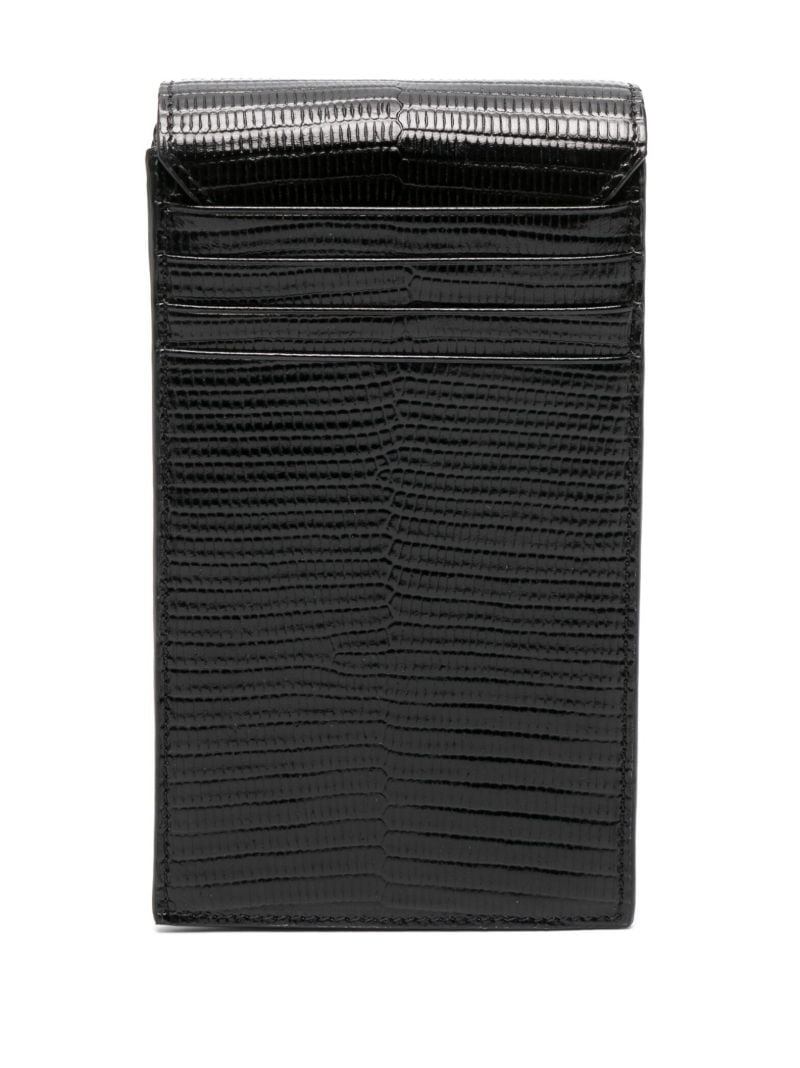 Black Logo-plaque Leather Phone Holder