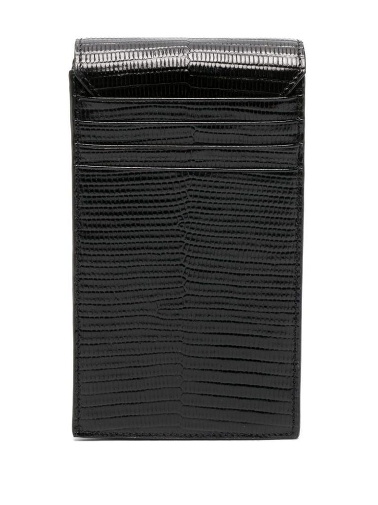 Black Logo-plaque Leather Phone Holder