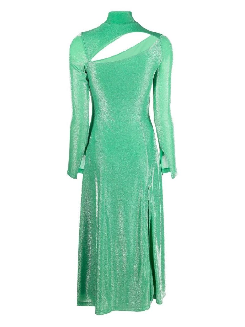 Green Metallic Cut-out Midi Dress