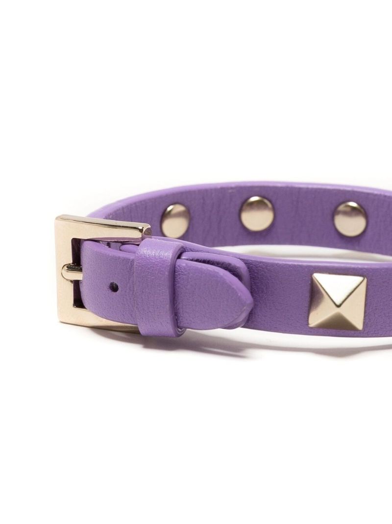 Purple Rockstud-embellished Leather Bracelet