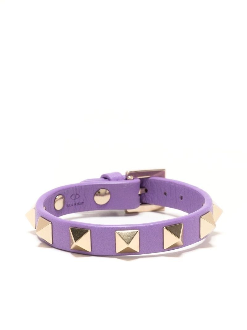 Purple Rockstud-embellished Leather Bracelet