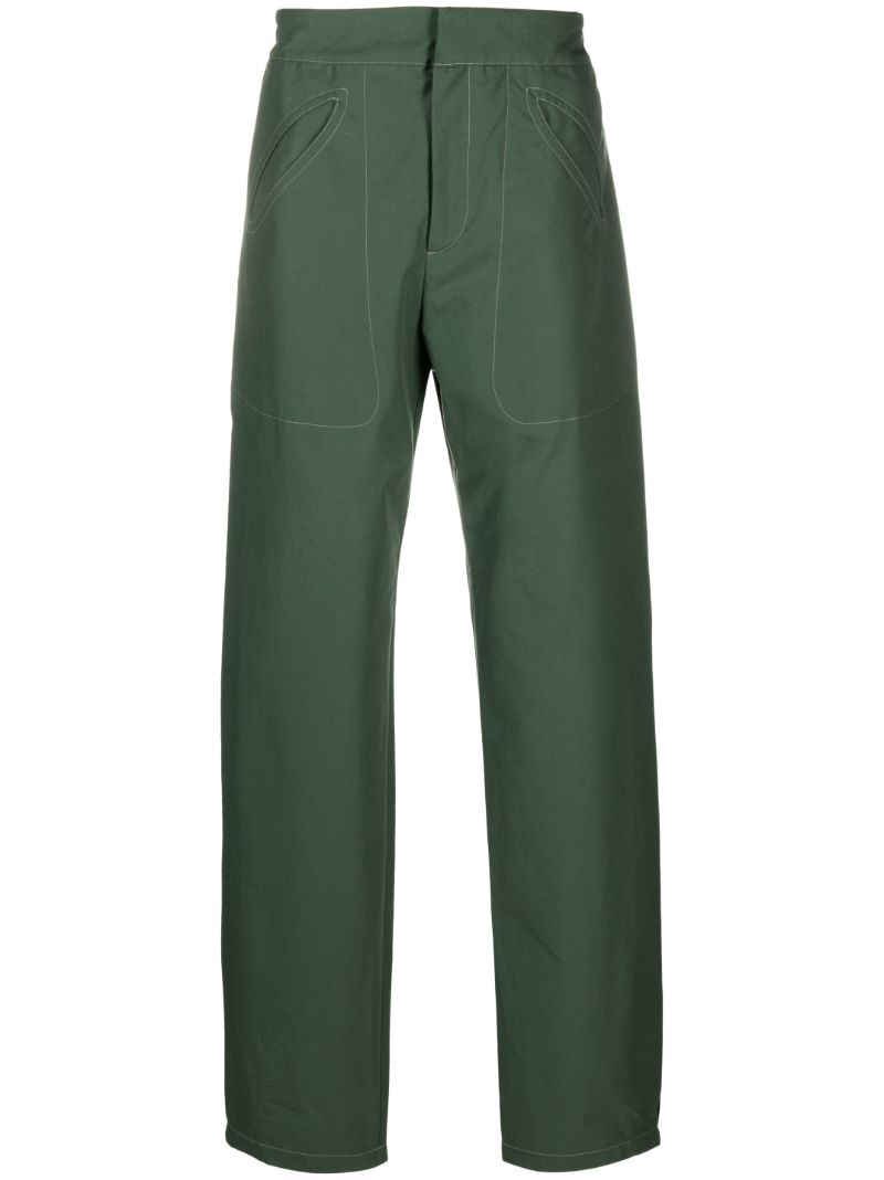 Green Seed Cotton Straight-leg Trousers