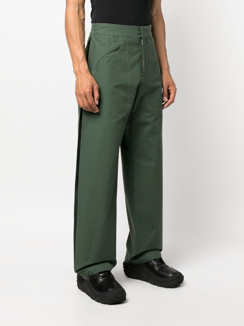 Green Seed Cotton Straight-leg Trousers