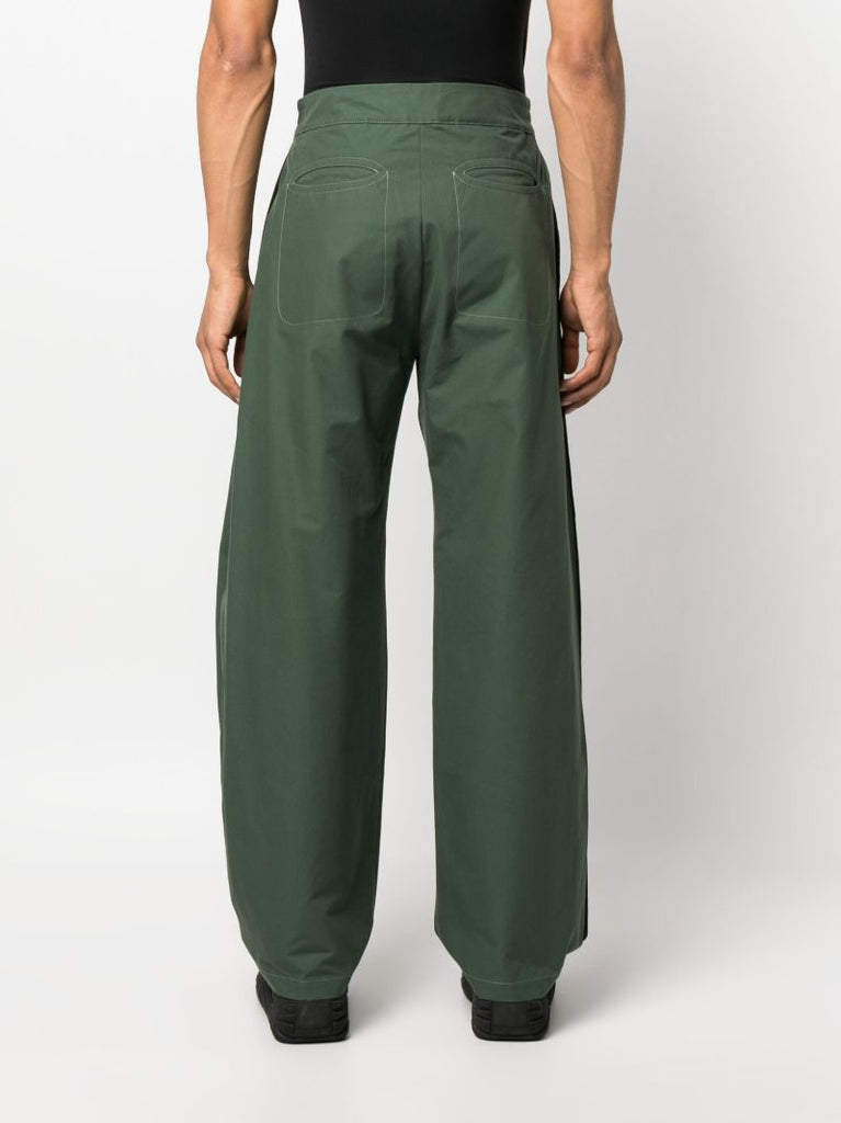 Green Seed Cotton Straight-leg Trousers
