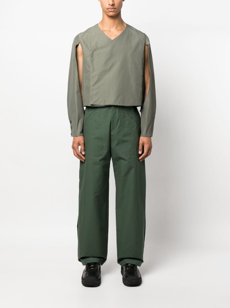 Green Seed Cotton Straight-leg Trousers