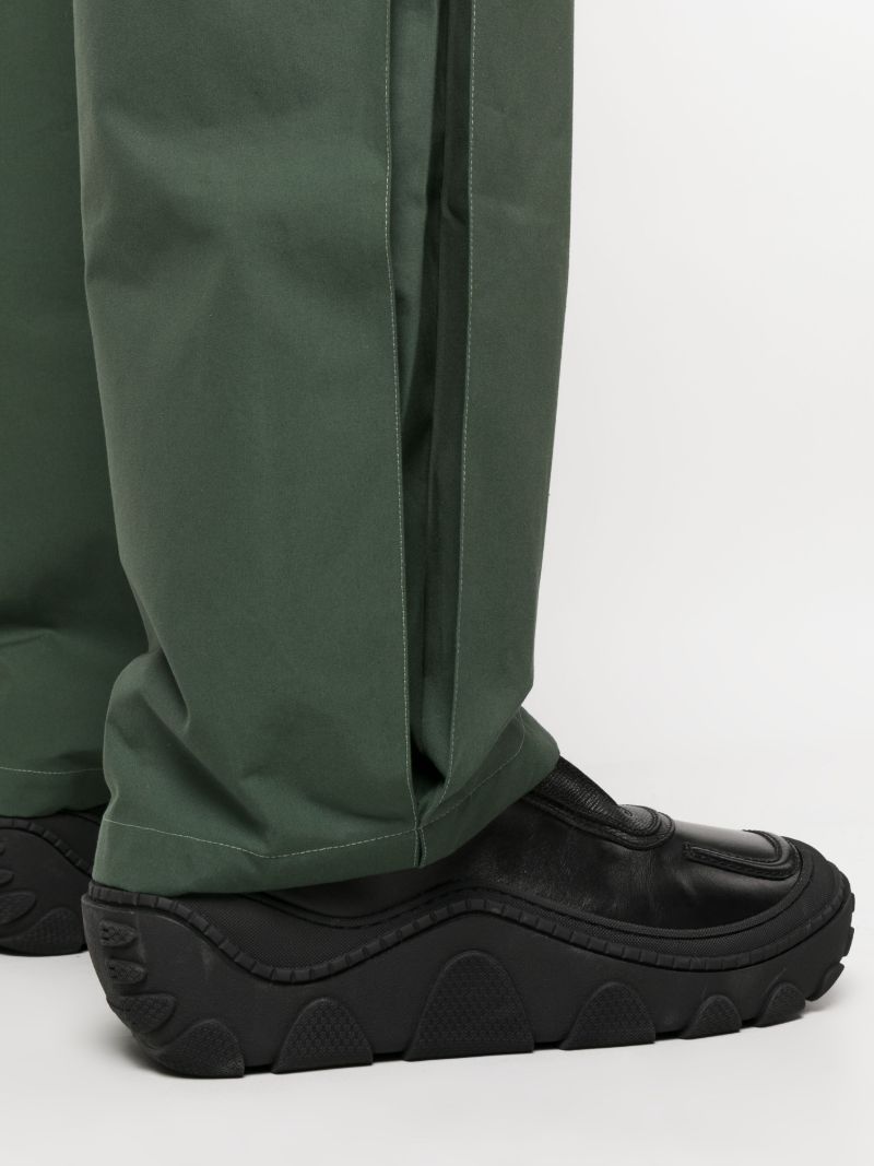 Green Seed Cotton Straight-leg Trousers