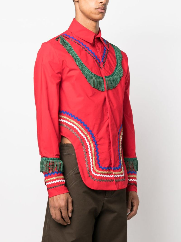Red Ric Rac Cotton Shirt