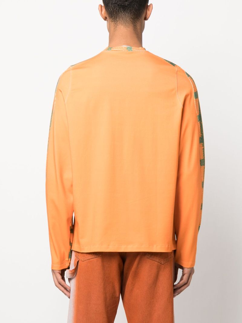 Orange Abstract Check Cotton Sweatshirt