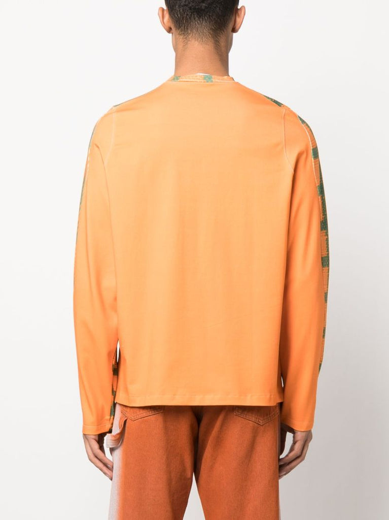 Orange Abstract Check Cotton Sweatshirt