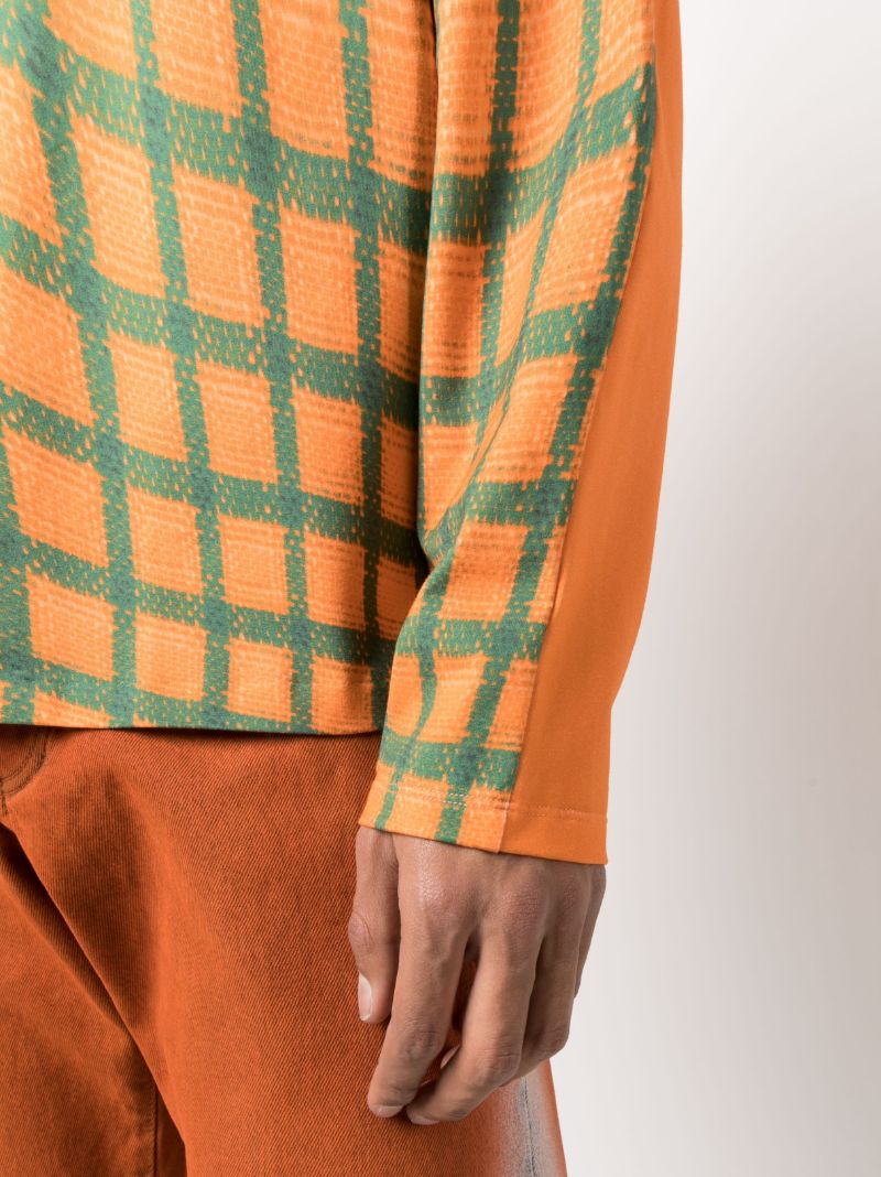Orange Abstract Check Cotton Sweatshirt