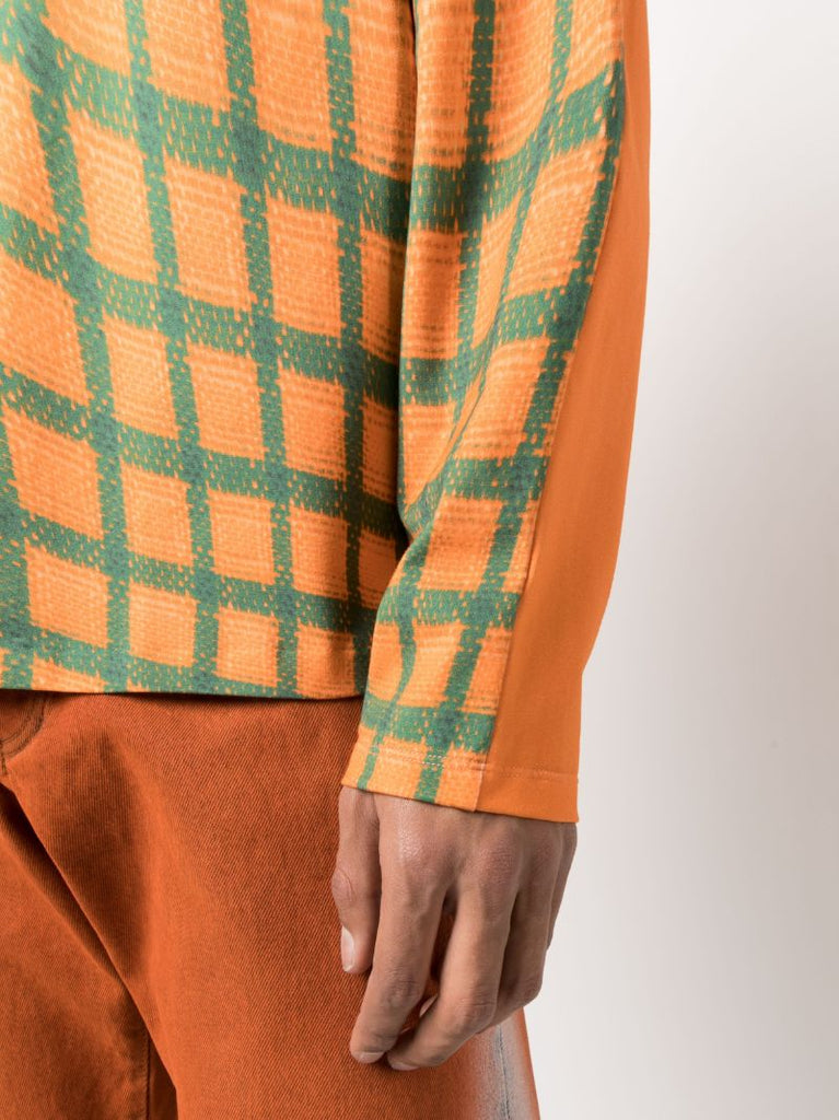 Orange Abstract Check Cotton Sweatshirt