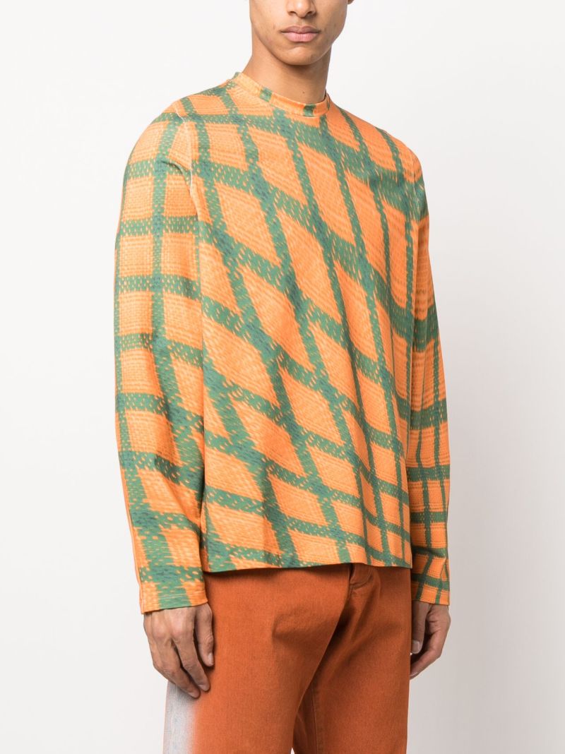 Orange Abstract Check Cotton Sweatshirt