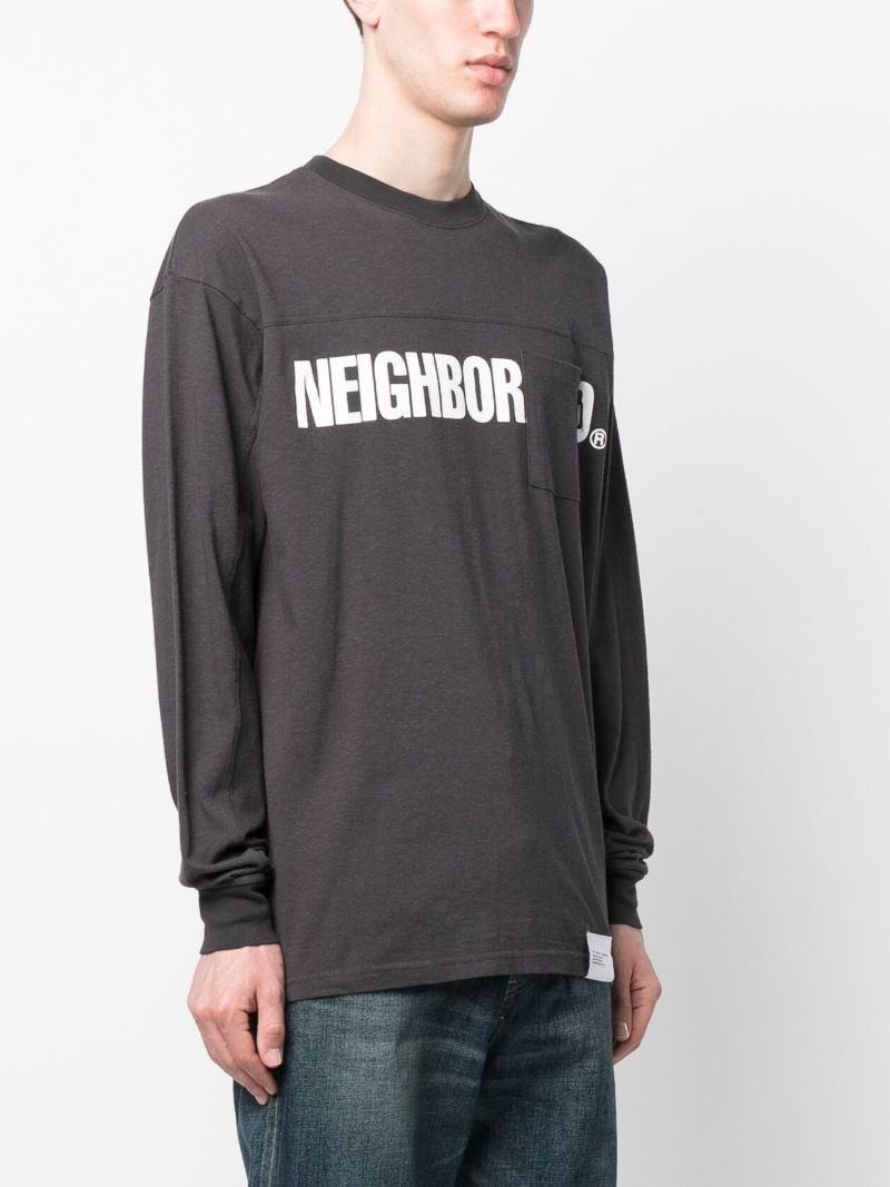 Grey Cotton Long-sleeved Cotton T-shirt