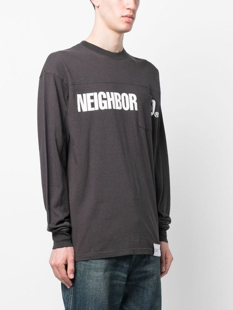 Grey Cotton Long-sleeved Cotton T-shirt