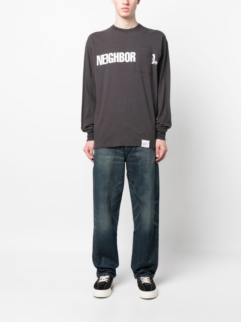 Grey Cotton Long-sleeved Cotton T-shirt