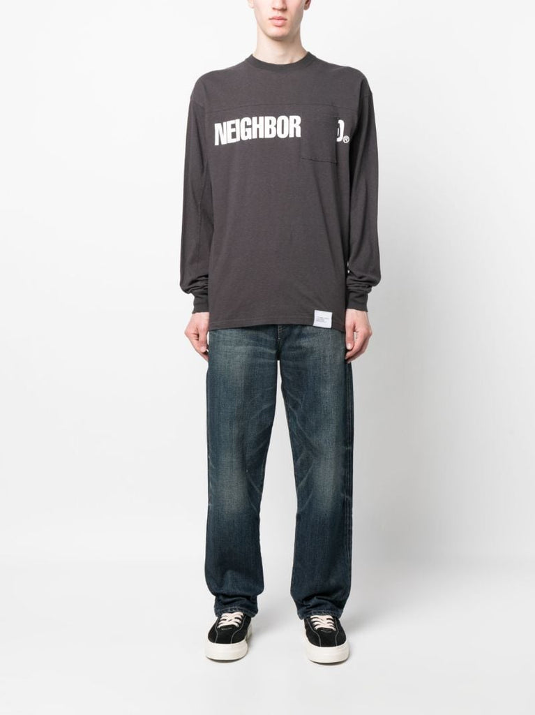 Grey Cotton Long-sleeved Cotton T-shirt