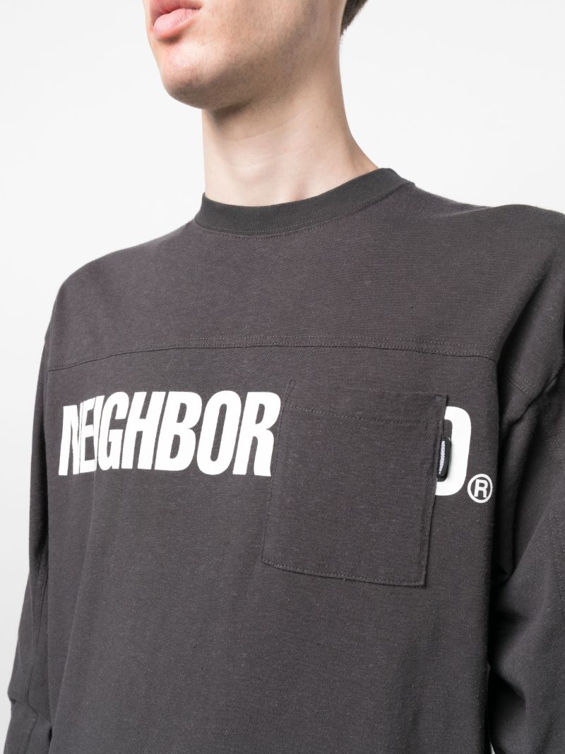 Grey Cotton Long-sleeved Cotton T-shirt