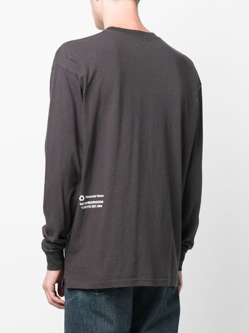 Grey Cotton Long-sleeved Cotton T-shirt