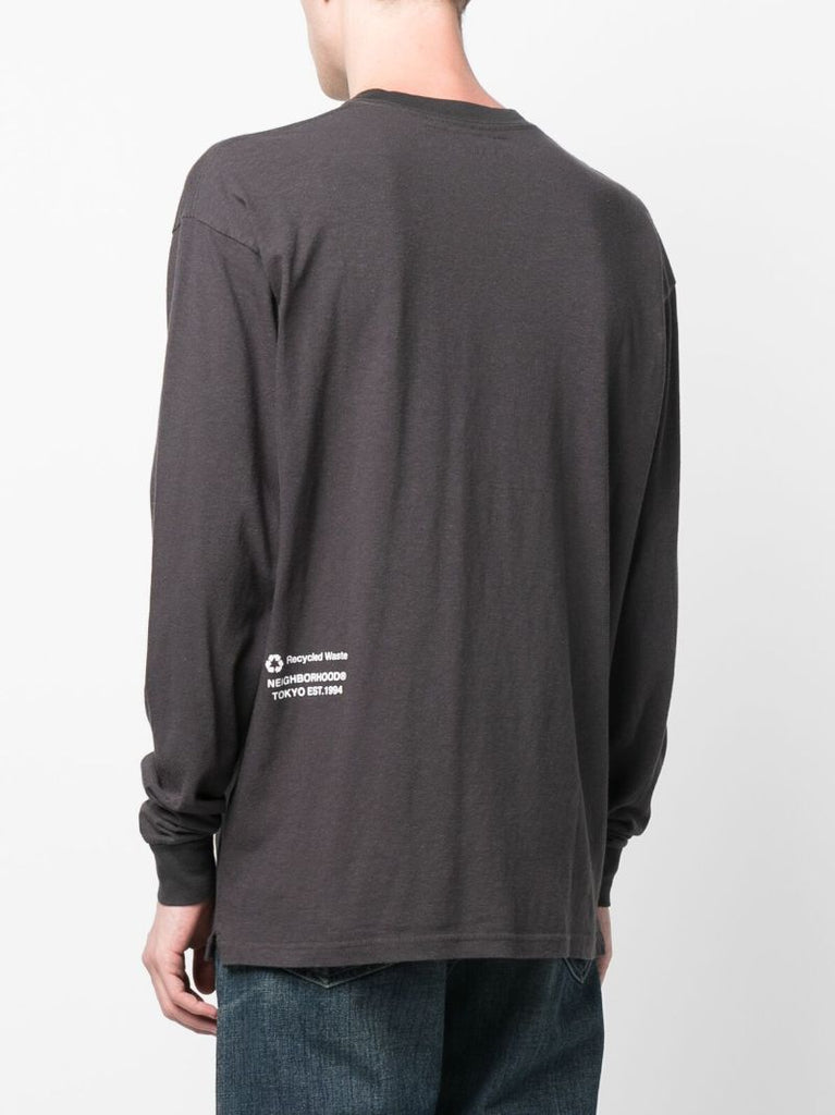 Grey Cotton Long-sleeved Cotton T-shirt