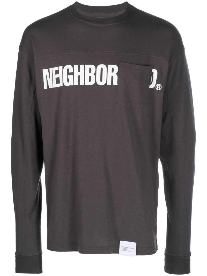 Grey Cotton Long-sleeved Cotton T-shirt