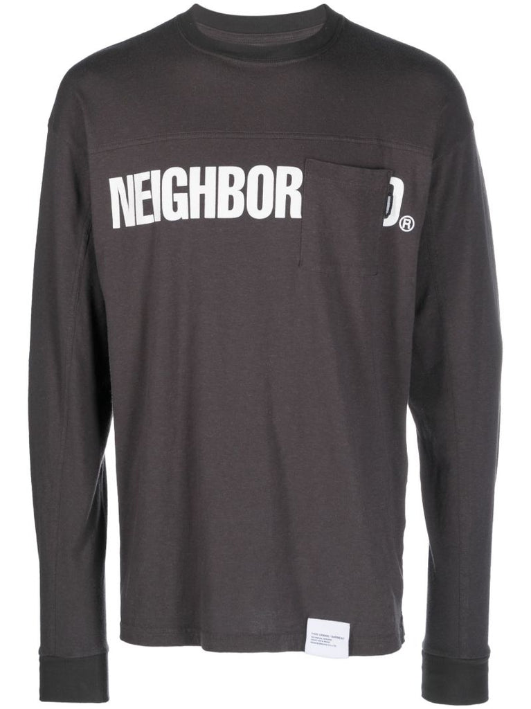 Grey Cotton Long-sleeved Cotton T-shirt
